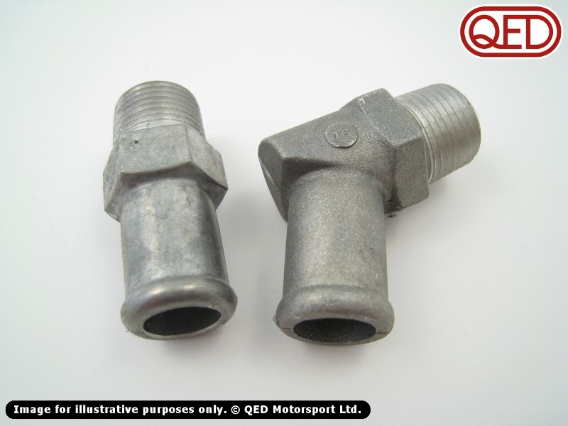 Heater hose connector, straight/angled